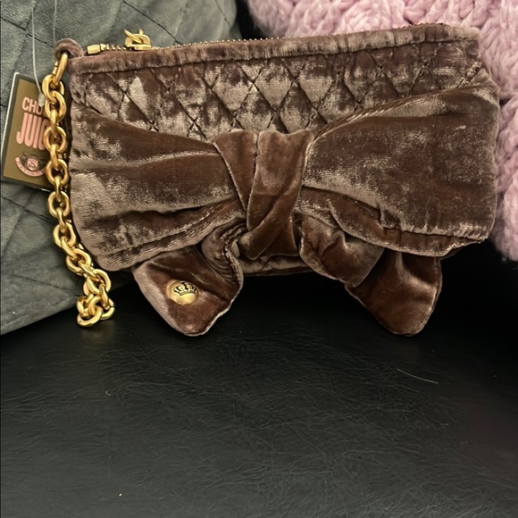 Juicy Couture Brown and Gold Quilted Clutch